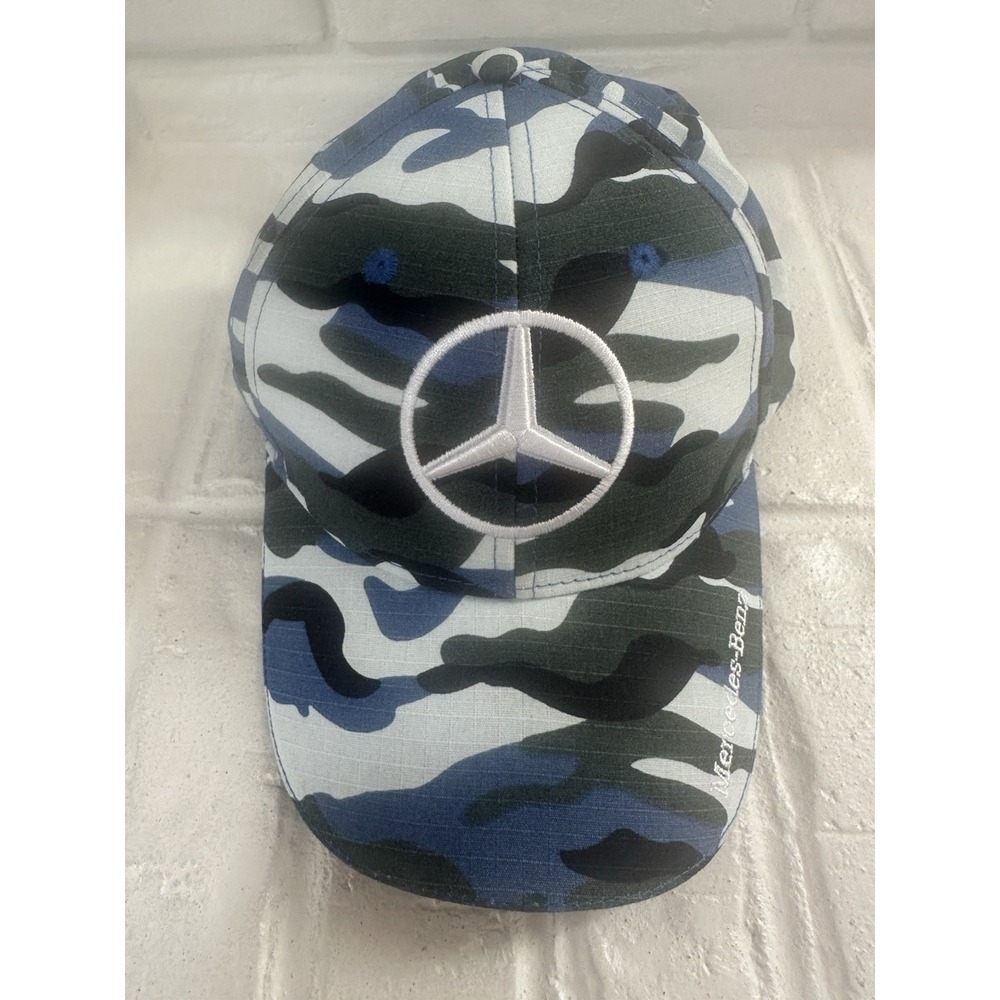 Mercedes Benz Baseball Hat Blue Green Camouflage Cap Unisex Logo Adjustable
